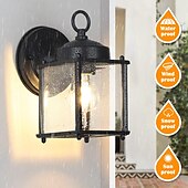abordables luces de pared al aire libre-Aplique de pared LED, accesorio de iluminación, aplique de pared antiguo, linterna externa impermeable ip65, linterna de vidrio de aluminio a prueba de herrumbre, lámpara de pared, linterna, patio,