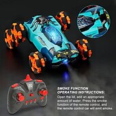 お買い得  rc車-2.4グラムリモコン6輪スタントリモコンカーは、おもちゃの車の照明音楽変形車のドリフトとローリングを自動的にデモンストレーションできます