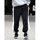 cheap Joggers-Men's Joggers Tear Away Pants Trousers Straight Leg Sweatpants Pocket Elastic Waist Side Button Plain Comfort Breathable Outdoor Daily Going out Fashion Casual Black