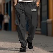 baratos Perna Reta-Homens Calças Esportivas Corredor Calças Calça de moletom de perna reta Calças Plissadas Com Cordão Cintura elástica Perna reta Bandeiras Conforto Respirável Casual Diário Feriado Esportes Moda