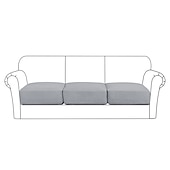 abordables Housse de fauteuil et d&#039;accoudoir de canapé-canapé extensible housse de coussin housse élastique canapé fauteuil causeuse 4 ou 3 places gris uni solide doux durable lavable