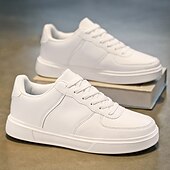 billiga Herrsneakers-Herr Sneakers Kontor / Business Vita skor Promenad Ledigt Dagligen Läder Bekväm Korta stövlar / ankelstövlar Loafers Svart Vit Vår Höst