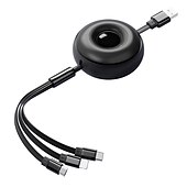 abordables Câbles de téléphone portable-câble de charge multi 6a 1 paquet 4 pieds cordon de charge rétractable 3 en 1 câble multi usb adaptateur de cordon de chargeur rapide avec port iphone/type c/micro usb pour téléphones