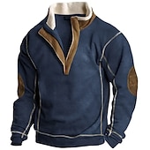abordables Sudaderas Básicas_-Hombre Sudadera Sudadera con un cuarto de cremallera Azul Marino Media cremallera Bloque de color Retazos Deporte Diario Festivos Básico Casual Vellón fino Otoño invierno Ropa Sudaderas con capucha