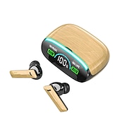 cheap Telephone &amp; Business Headsets-M46 TWS Bluetooth 5.3 Earphone with Mic Wireless Headphones HiFi Stereo Ear Buds Noise Reduction Headset with Exquisite Wood Grain Charging Case
