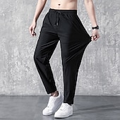 billiga lediga byxor-Herr Aktiv Långbyxor Casual byxor Ficka Snörning Elastisk midja Ensfärgat Andningsfunktion Utomhus Fullängd Ledigt Dagligen Streetwear Stylish Ledig / Sportig Svart rakt ben Microelastisk