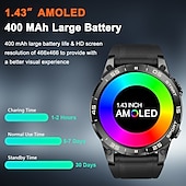 Недорогие Смарт-часы-Военные GPS Умные часы для мужчин 1.43 AMOLED экран Частота сердечных сокращений Водонепроницаемость IP68 Совместим с Android iOS