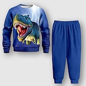 billiga Pojkens 3D-djur-Pojkar 3D Djur Dinosaurie Sweatshirt &amp; Sweatpants Set Långärmad 3d-utskrivning Höst Vinter Aktiv Mode Häftig Barn 3-12 år Utomhus Semester Gata Normal