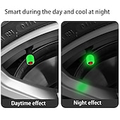cheap Car Body Decoration &amp; Protection-50pcs Fluorescent Skull Car Tire Valve Valve Stem Cover, ABS Corrosion Resistant Wheel Valve Cover, Glow In The Dark, Car Decoration Accessories