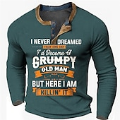 halpa Hauskoja sanoja-Miesten pitkähihainen nyrpeä vanha mies Henley-paita - Hauska &#039;Killing It&#039; elämäntapayksityiskohta graafinen T-paita