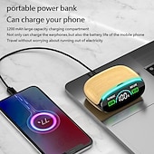 cheap Telephone &amp; Business Headsets-M46 TWS Bluetooth 5.3 Earphone with Mic Wireless Headphones HiFi Stereo Ear Buds Noise Reduction Headset with Exquisite Wood Grain Charging Case
