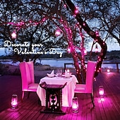 abordables Guirlandes lumineuses à piles-Halloween Noël boîte à piles étanche guirlande lumineuse 8 fonctions télécommande intérieure et extérieure cour jardin décoration de mariage lumière 4m-30leds/6.5m-50leds/10m-100leds