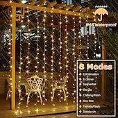economico Striscie luci ad energia solare-3M Fili luminosi 100/200/300 LED EL Bianco caldo Luce fredda Multicolore Luci per finestre / tende / ghiacciolo Halloween Solare Matrimonio Ad energia solare