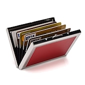 cheap Card Holders &amp; Cases-RFID Credit Card Holder Men Wallet Short Purse Stainless Steel And Leather Card Wallet