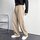tanie Luźny-Męskie Garnitury Spodnie Spodnie codzienne Plisowane spodnie Spodnie garniturowe Kieszeń Prosta noga Równina Komfort Oddychający Codzienny Święto Streetwear Elegancki Styl klasyczny Czarny Biały