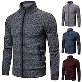 economico Maglioni Cardigan da uomo-Per uomo Cardigan Maglione Maglione con zip A coste Maglia Standard Tasche Lavorato a maglia Liscio Colletto alla coreana Top caldi Contemporaneo moderno Da tutti i giorni Per uscire Abbigliamento