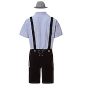 preiswerte Männer-Oktoberfest Lederhosen Hemd Bayerisch Bayerisch Deutsch Wiesn Herren Stoff im traditionellen Stil Bluse Shorts Hut