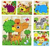 ieftine Puzzle Jigsaw-puzzle 3d din lemn pentru cadouri de aniversare pentru copii jucării puzzle pentru grădiniță bloc de construcție 3d din lemn pictură pe șase fețe