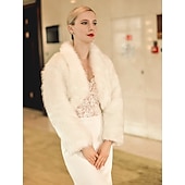 billige Pelssjal-Pelssjal Sjale Sjal til kvinner Enkel Elegant Langermet Terylene Bryllup Wrap Med Fjær / pels Til Bryllup Høst vinter