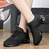 baratos Ténis de Dança-tênis de dança de malha leve femininos – sapatos de jazz respiráveis com cadarço para fitness, zumba e dança hip-hop