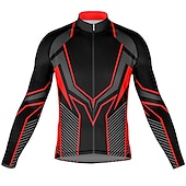 preiswerte Radtrikot Herren-Herren Radtrikot Grafik Geometrisch Langarm Fahhrad Oberteil mit 3 Gesäßtaschen Mountainbike MTB Straßenradsport Schnelltrocknend Reflektierende Streifen Rückentasche Feuchtigkeitsableitend Sport