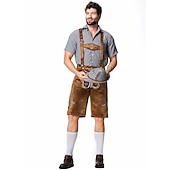  Slušivý kostým na Oktoberfest - Dirndl pro ženy nebo Lederhosen pro muže alpské německé bavorský pivní šaty ideální na pivní festival párty Halloween tematickou párty - prodává se zvlášť pro něj a