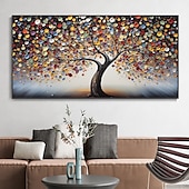 cheap Tree Oil Paintings-Hand Painted Wall Art Abstract Colorful Tree Canvas Oil Painting Handmade Textured Landscape  Painting Hand Painted Forest painting Home Decoration Decor Rolled Canvas