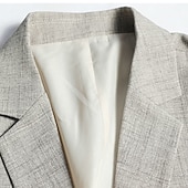 billiga Herrars klassiska kavajer-Herr Studenten Kavaj Företag Cocktailfest Bröllopsfest Mode Ledigt Vår &amp; Höst Polyester Slät Knappar Ficka Ledigt / vardag Enkelknäppt Blazer Khaki grön Ljusblå Grå