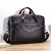 economico Borselli da uomo-valigetta in pelle marrone premium: elegante borsa per laptop da lavoro con tasche multiple, resistente per uso professionale e viaggi