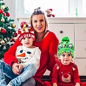 preiswerte Weihnachtsmütze &amp; Zubehör-2er-Pack LED-Weihnachtsmütze, leuchtende Weihnachtsmütze, Unisex-Strickmütze, Weihnachtsmütze mit Rentier-Weihnachtsbaum-Aufdruck für Partys