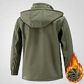Недорогие Одежда из Softshell, флисовые и туристические куртки-Муж. Сохраняет тепло Водонепроницаемость Зима Осень Сплошной цвет Черный Военно-зеленный Серый Жакеты