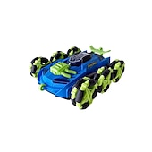 お買い得  rc車-2.4グラムリモコン6輪スタントリモコンカーは、おもちゃの車の照明音楽変形車のドリフトとローリングを自動的にデモンストレーションできます