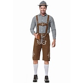 preiswerte Männer-Oktoberfest Lederhosen Hemd Bayerisch Bayerisch Deutsch Wiesn Herren Stoff im traditionellen Stil Bluse Shorts Hut