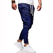abordables Pantalones cargo-Hombre Pantalones cargo Persona que practica jogging Pantalones Retazos Bolsillo con cremallera Color sólido Comodidad Transpirable Casual Diario Ropa de calle Deportes Moda Negro Blanco Microelástico