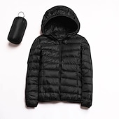 billiga Puffers &amp; Parka-dam pufferjacka med hoodie jacka vandring dunjacka vinter utomhus termisk varm packbar vattentät vindtät jacka topp full längd synlig dragkedja fiske camping / vandring / grottvandring