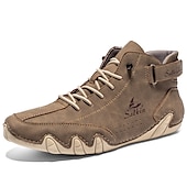 baratos Ténis para Homem-botas masculinas de camurça feitas à mão – tênis elegantes de cano alto com cadarços para uso ao ar livre durável e moderno