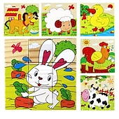 ieftine Puzzle Jigsaw-puzzle 3d din lemn pentru cadouri de aniversare pentru copii jucării puzzle pentru grădiniță bloc de construcție 3d din lemn pictură pe șase fețe