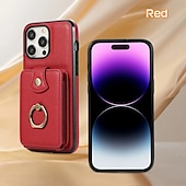 abordables Carcasas iPhone-Funda para iPhone 16 iPhone 15 Pro Max 14 Plus 13 12 11 Pro Max funda de billetera con soporte de anillo y cordón ranura para tarjeta retro TPU metal PU cuero