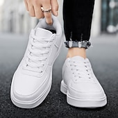 billiga Herrsneakers-Herr Sneakers Kontor / Business Vita skor Promenad Ledigt Dagligen Läder Bekväm Korta stövlar / ankelstövlar Loafers Svart Vit Vår Höst
