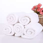 abordables Les serviettes-serviettes blanches d&#039;hôtel 70*140, serviettes de bain, salons de beauté, serviettes absorbantes, douces et faciles à sécher