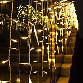 abordables Guirlandes lumineuses à brancher-Lumière de Noël LED rideau glaçon fée guirlande lumineuse 3.5 m 96 LED flexible lumière de Noël pour cour garden party patio décor éclairage coloré ue us au royaume-uni plug