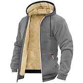 cheap Fleece Sweatshirts-Men&#039;s Zip Hoodie Sweatshirt Sweat Jacket Sherpa Black White Wine Army Green Navy Blue Hooded Solid Color Zipper Cool Basic Casual Winter Clothing Apparel Hoodies Sweatshirts  Long Sleeve