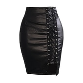cheap Plain Skirts-Women&#039;s Skirt Bodycon Midi High Waist Skirts Drawstring Solid Colored Street Daily Spring &amp; Summer Elegant Fashion Casual Wine Black Dark Red Blue