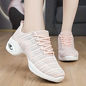 baratos Ténis de Dança-tênis de dança de malha leve femininos – sapatos de jazz respiráveis com cadarço para fitness, zumba e dança hip-hop