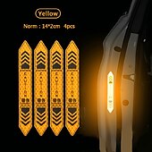 cheap Car Stickers-4 Pcs Car Door Warning Stickers Night Visibility Reflective Tape Door Stickers Decorative Stickers Car Body Reflective Strip Car Accessories