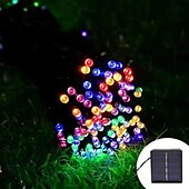 olcso Halloween szabadtéren-Kültéri Vízálló Napelem LED Füzér Fények 5M-20LEDs 7M-50LEDs 12mM-100LEDs 22M-200LEDs Tündér Fény Ünnepi Világítás Fához Fények Esküvői Party Karácsony/Halloween Kerti Beltéri Kültéri Dekoráció
