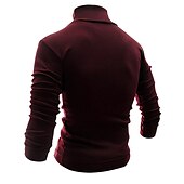 preiswerte Basic-T-Shirts-Herren T Shirt T-Shirt Langarmshirt Langarm Rollkragen Frühling &amp; Herbst Einfach Mode Designer Basic Urlaub Straße Ausgehen Wein Aprikose Dunkelgrau Top T-Shirt für Herren