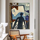 preiswerte Abstrakte Gemälde-Handgemaltes Picasso-Ölgemälde, Picasso-Gemälde, abstraktes figuratives Wandkunstbild, handgefertigtes Gemälde, Kunstwerk für Heimdekoration, Wohnzimmer, Schlafzimmer, gerollte Leinwand, ohne Rahmen