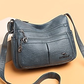 olcso Keresztpántos táskák-női műbőr crossbody táska - több zsebes vállas kézitáska cipzárral a mindennapi alkalmi használatra