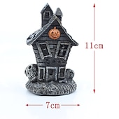 levne Osvětlení rekvizit na Halloween-halloween vánoční pryskyřice strašidelný dům - osvětlené halloweenské vesnické domy s figurkami, kolekce halloweenská vesnice ozdoba do interiéru